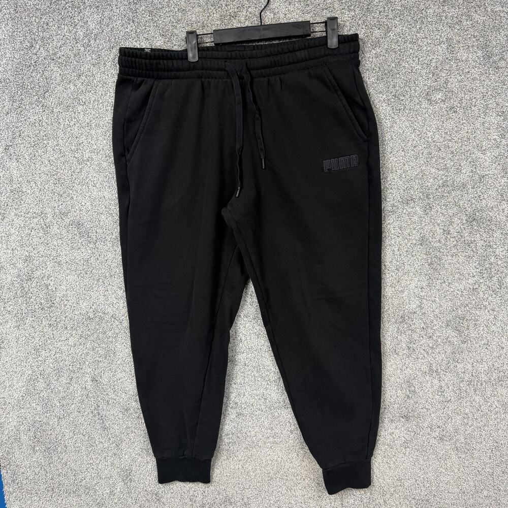 Puma Sweatpants Mens XL 37x28 Black Fleece Joggers Pockets Sporty 671689-01
